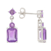 Purple Amethyst Sterling Silver Earrings with elegant gemstone accents, showcasing a refined design and timeless beauty.